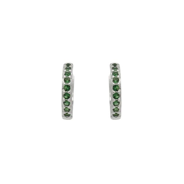 Brinco De Prata 925 Argola Com Detalhes Verdes P