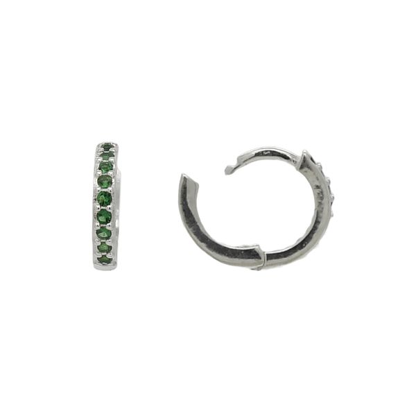 Brinco De Prata 925 Argola Com Detalhes Verdes P