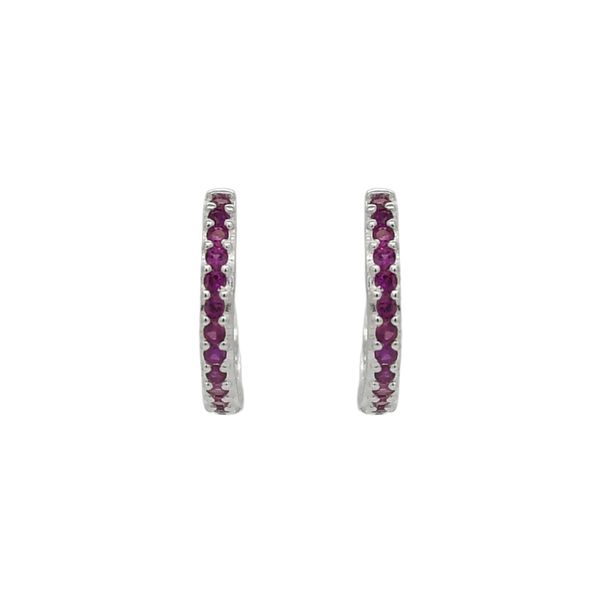 Brinco De Prata 925 Argola Com Detalhes Rosas G