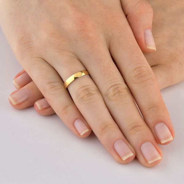 Aliança Individual De Ouro 18k Quadrada Com 3mm