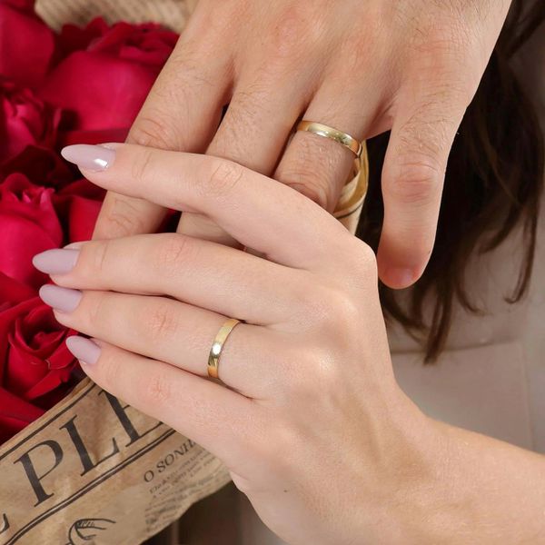 Par De Aliança Casamento De Ouro 18k Com 3mm