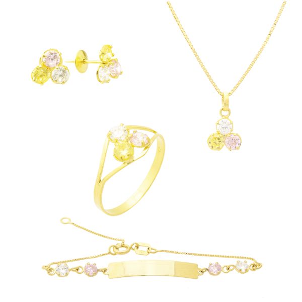 Conjunto Infantil De Ouro 18k Três Marias