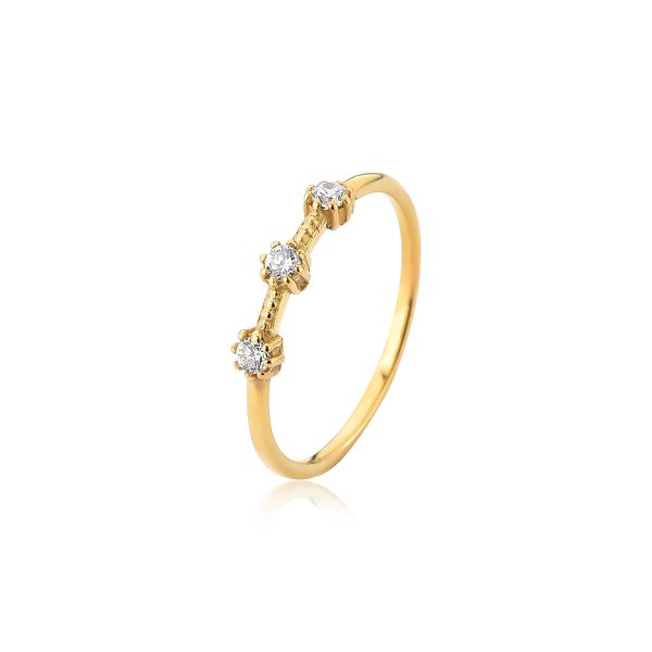 Anel Aparador com Pedras em Ouro 18k