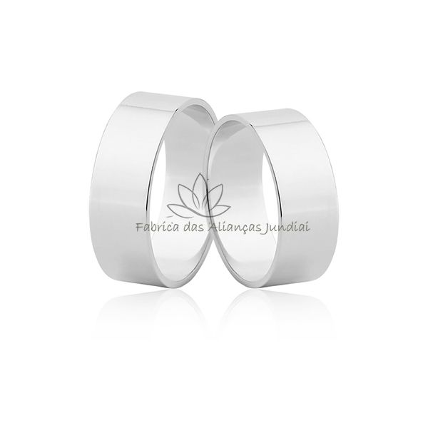 Alianças De Ouro Branco 18k Retas