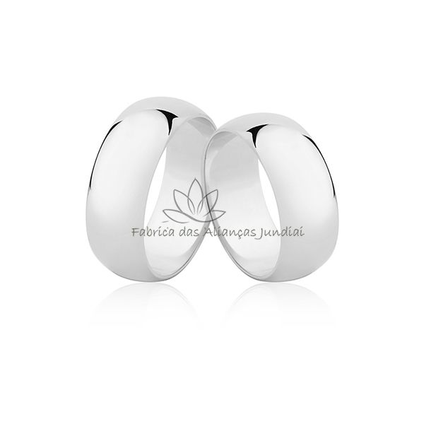 Par De Alianças Meia Cana De Ouro Branco 18k