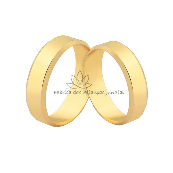 Alianças Com Chanfro Em Ouro 18k