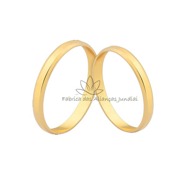 Par De Alianças Com Chanfro Em Ouro 18k