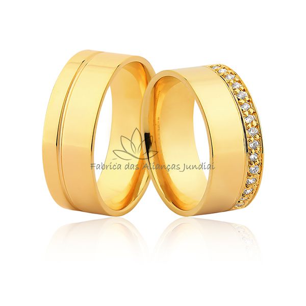 Aliança Em Ouro 10k Cravejada Com Zircônia