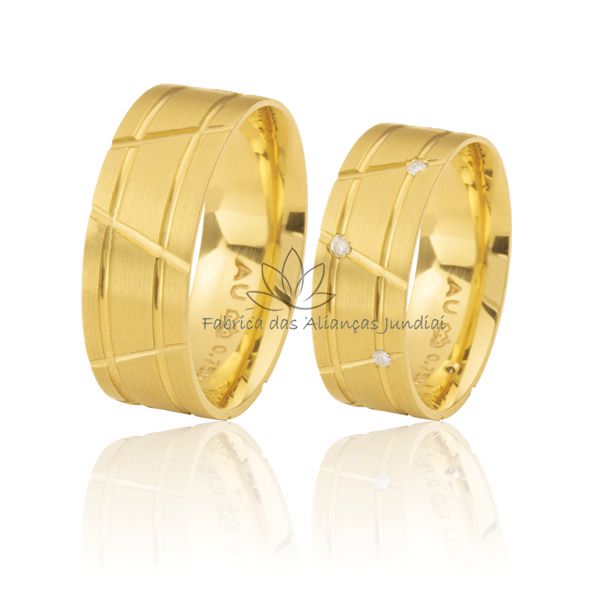 Alianças com Diamantes em Ouro 18k 