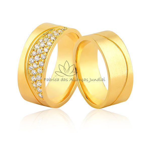 Linda Aliança Em Ouro 18 k Com Diamantes