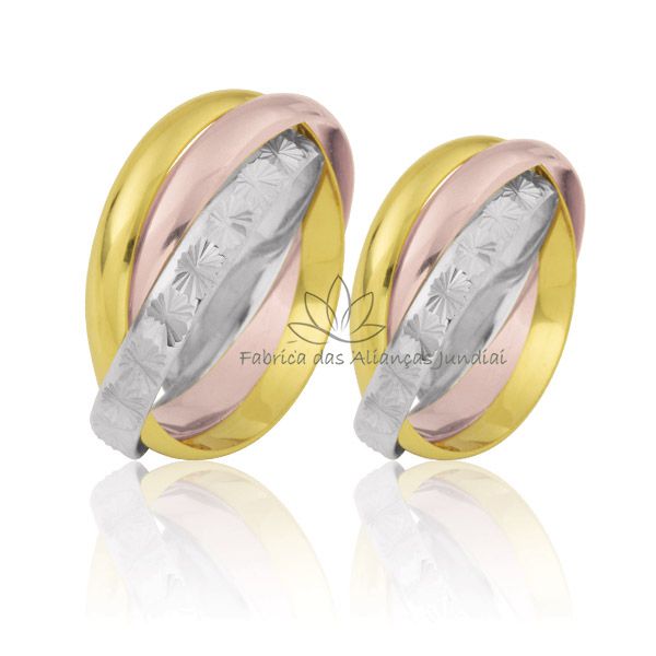 Alianças em Ouro 18K Cartier 3 Cores
