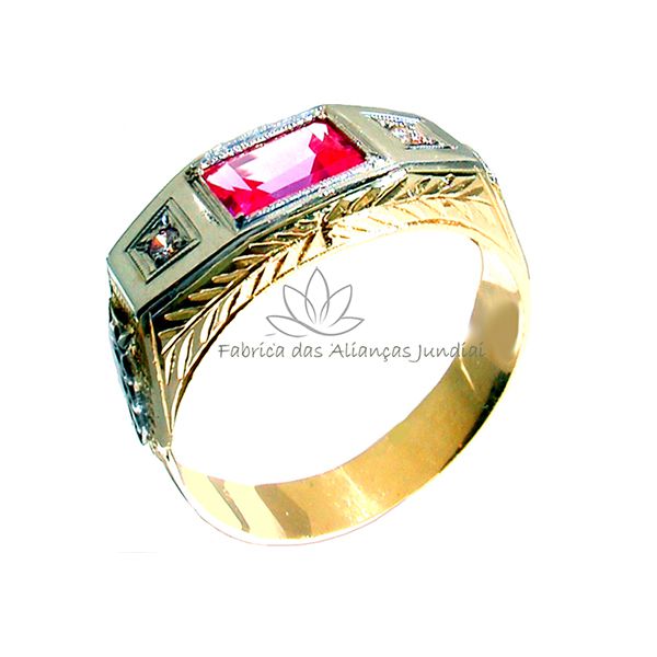 Anel De Formatura Em Direito De Ouro 18k Com Pedra Natural
