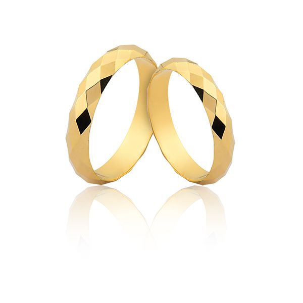 Alianças Sextavada em Ouro 18k 