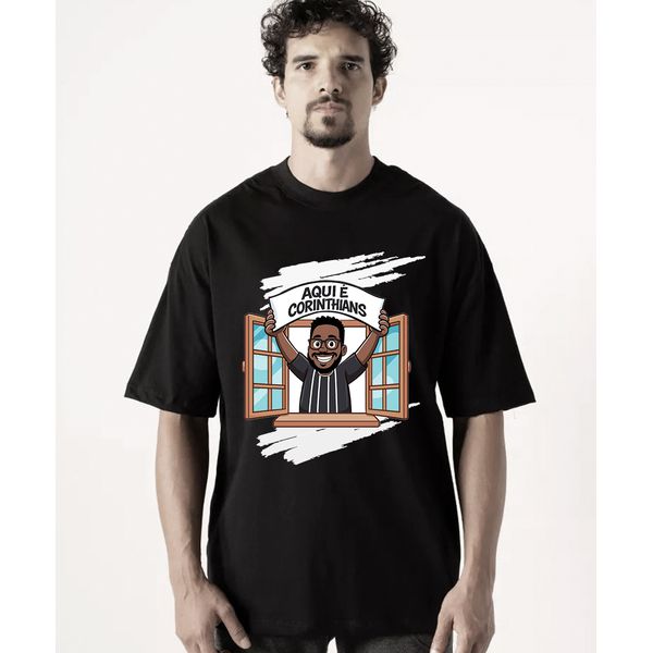 Camisa Oversized Aqui é Corinthians Preta