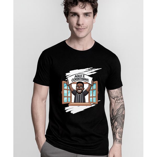 Camisa Aqui é Corinthians Preta