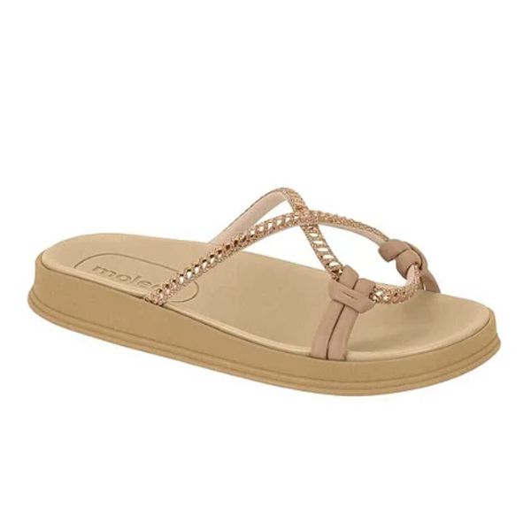 Chinelo Moleca Flat Tira Cristal Nude 