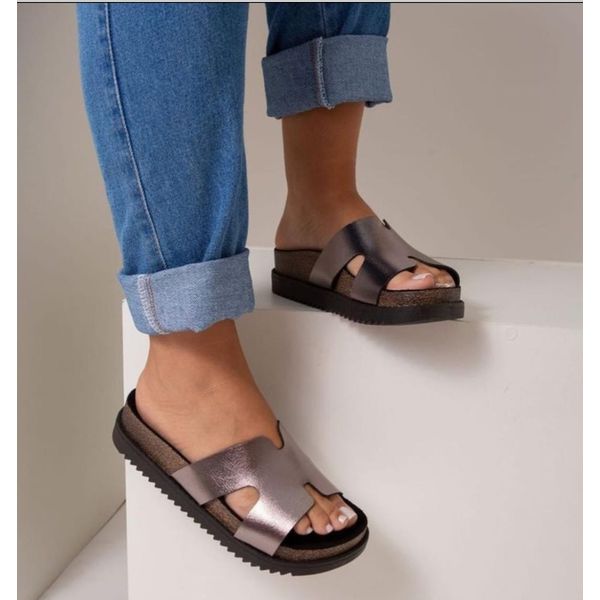 Tamanco Feminino Moleca Flatform Tratorado Grafite