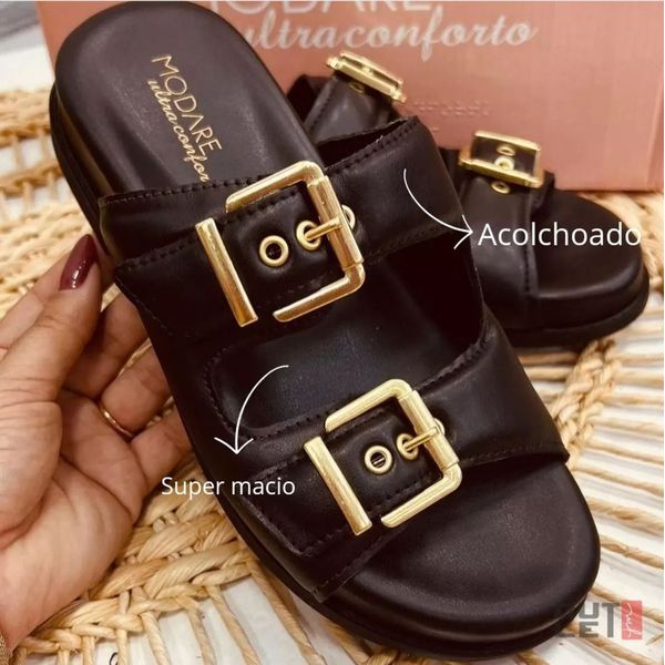  Chinelo Modare Flatform Comfort Duas Tiras Feminino Preto