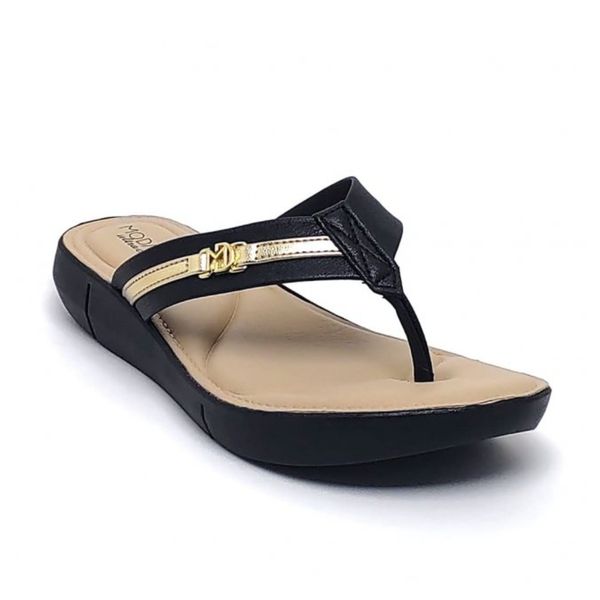Tamanco Feminino Modare Ultraconforto Preto e Dourado