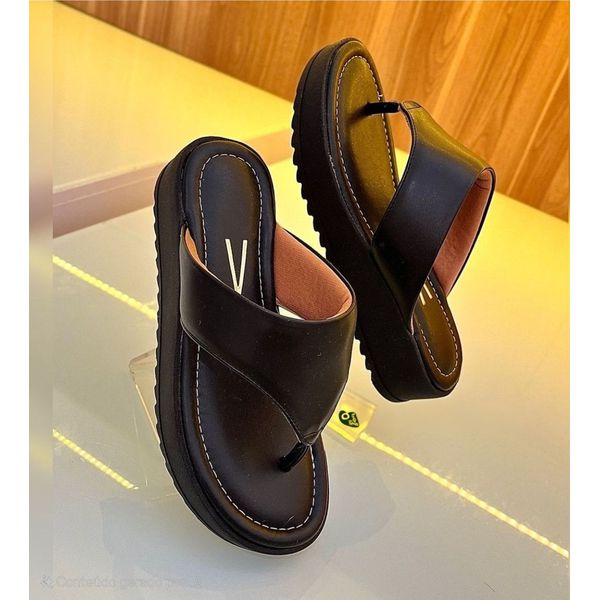 Chinelo Feminino Vizzano Flatform Tiras Largas Preto