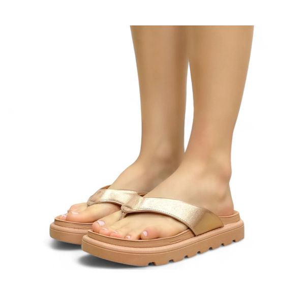 Sandalia Vizzano Tratorada Casual Flat Dourada