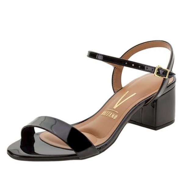 Sandália Feminina Salto Médio Vizzano VERNIZ/PRETO