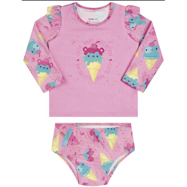 Conjunto Biquini Menina Proteção UV Sorvete - Kamylus