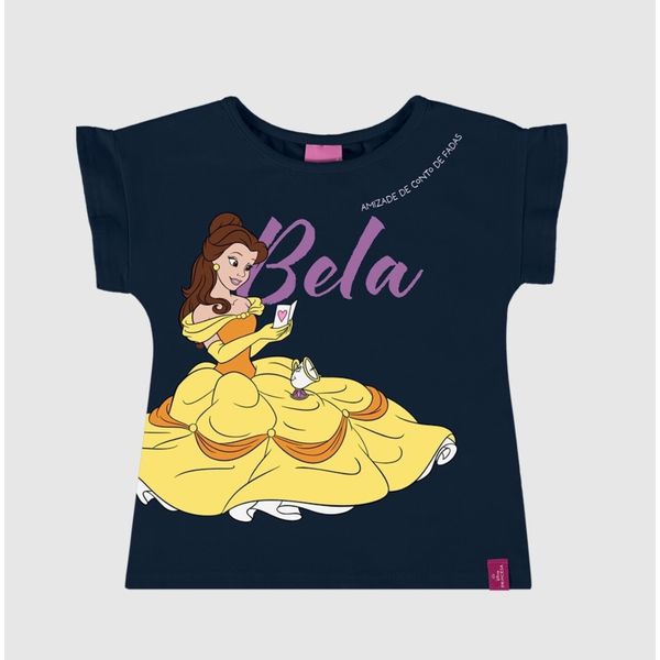 Blusa Infantil Menina Princesa Bela Disney Em Algodão Malwee Kids