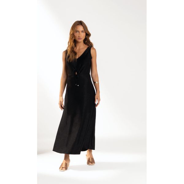 Vestido Feminino Alça Ajustável Marialícia Preto