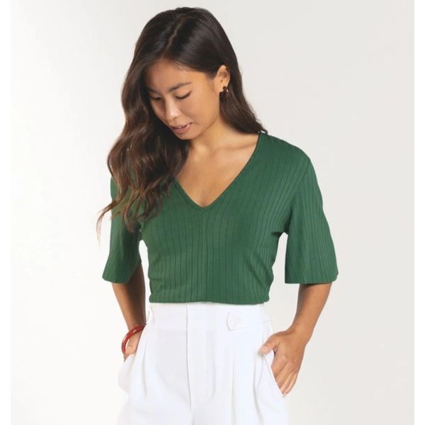 Blusa Feminina Em Canelado Marialícia Verde