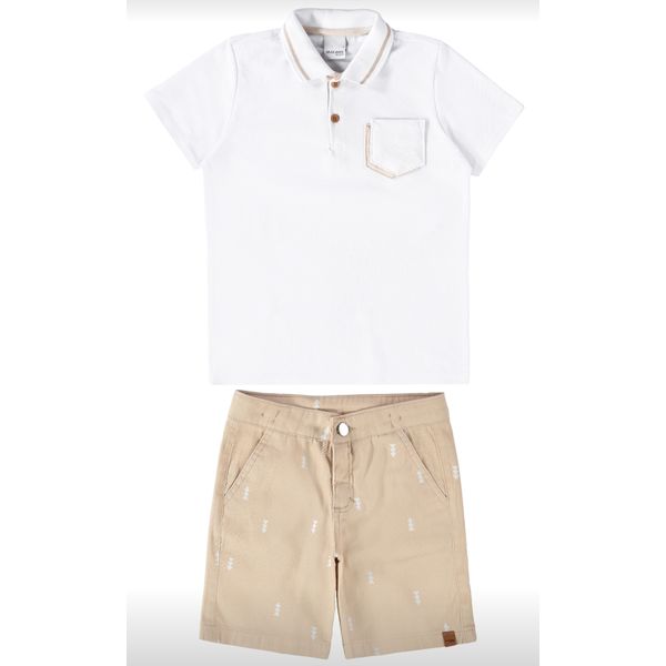 Conjunto Infantil Menino Camisa Polo e Bermuda Em Sarja Malwee Kids