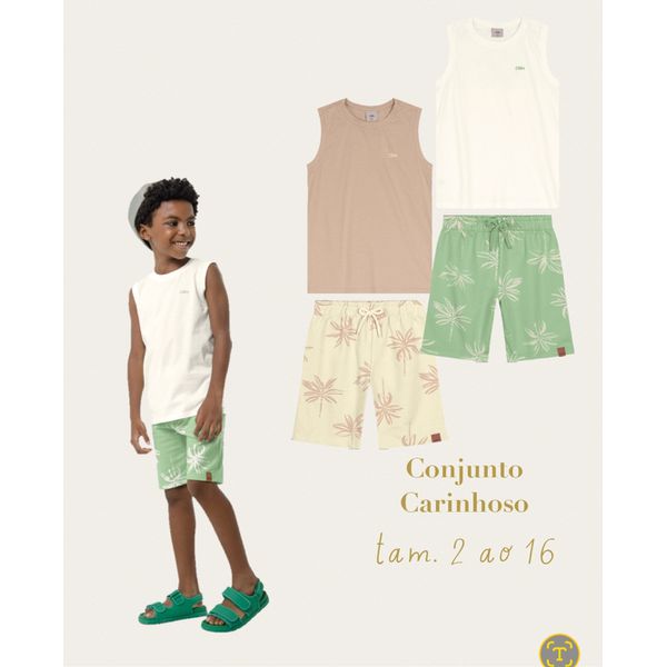 Conjunto Menino Good Times Forever Em Meia Malha e Moletom - Carinhoso Verde