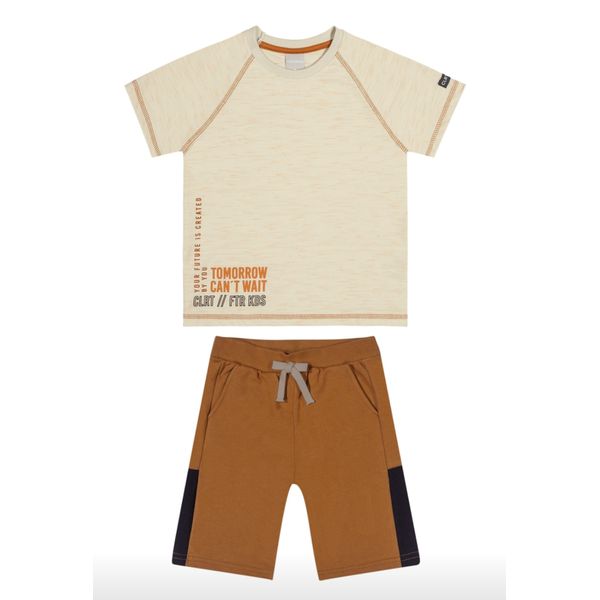 Conjunto Infantil Menino Tomorrow Can't Wait Colorittá Bege