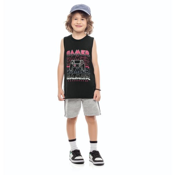 Conjunto Infantil Camiseta e Bermuda Moletinho Kamylus