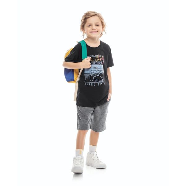 Conjunto Infantil Menino Camiseta e Bermuda Gamer Kamylus