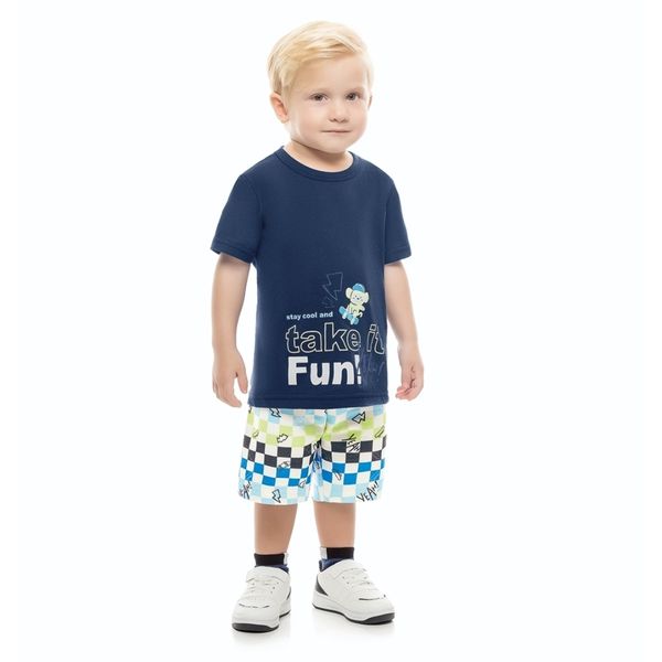 Conjunto Infantil Camiseta e Bermuda Moletinho Kamylus