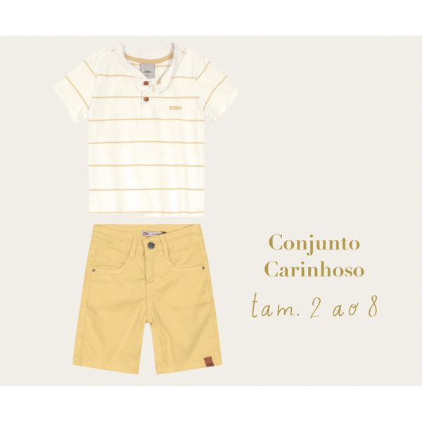 Conjunto Listras Amarelo Carinhoso