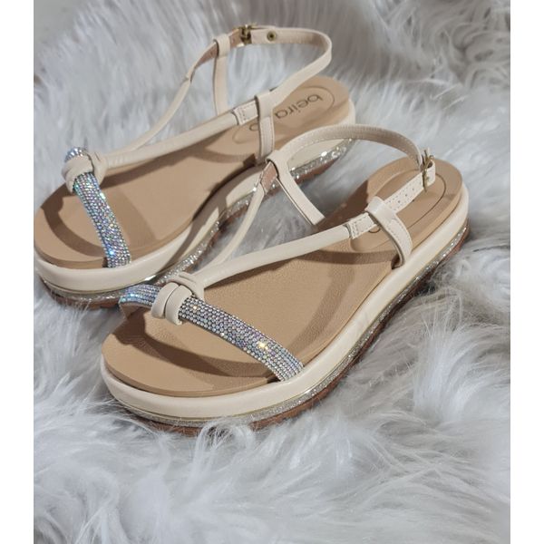 Sandália Beira Rio Flatform - Feminina - Off-whitte
