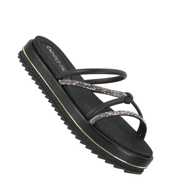 Sandália Beira Rio Flatform - Feminina - Preto