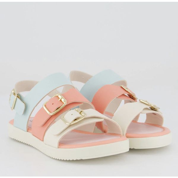 SANDALIA KLIN LOLINHA INFANTIL BEGE E AZUL