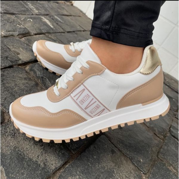 Tênis Feminino Vizzano Casual Branco e Nude
