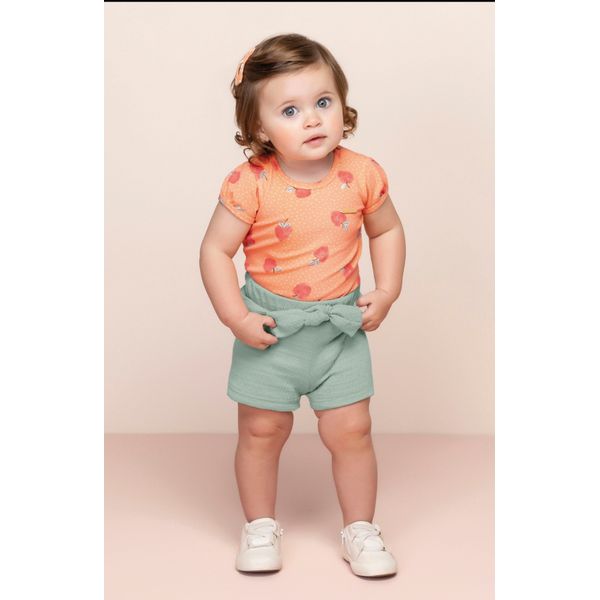 Conjunto Bebê Menina Estampado Moranguinhos Colorittá Laranja Claro