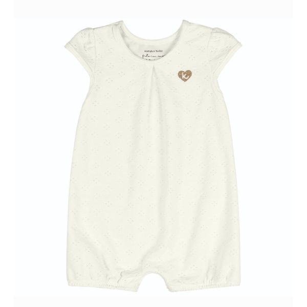 Macacão Feminino Infantil Manga Curta Off White Kamylus