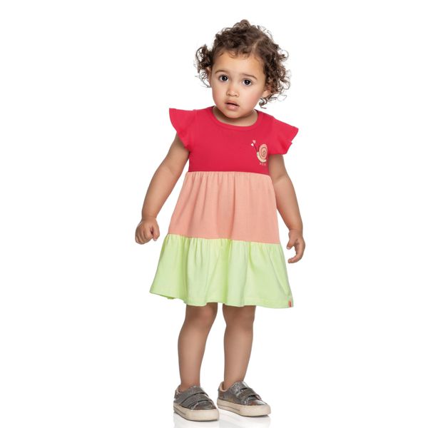Vestido Três Cores Vermelho Caracol Elian