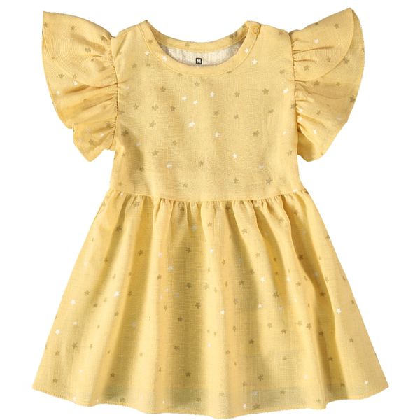 Malwee Kids - Vestido Vermelho Estrelas em Linho Amarelo