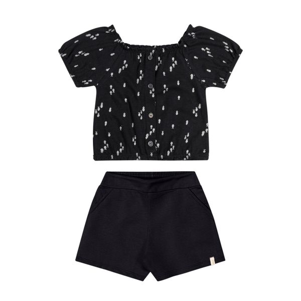 Conjunto Infantil Menina Tropicais Elian Preto