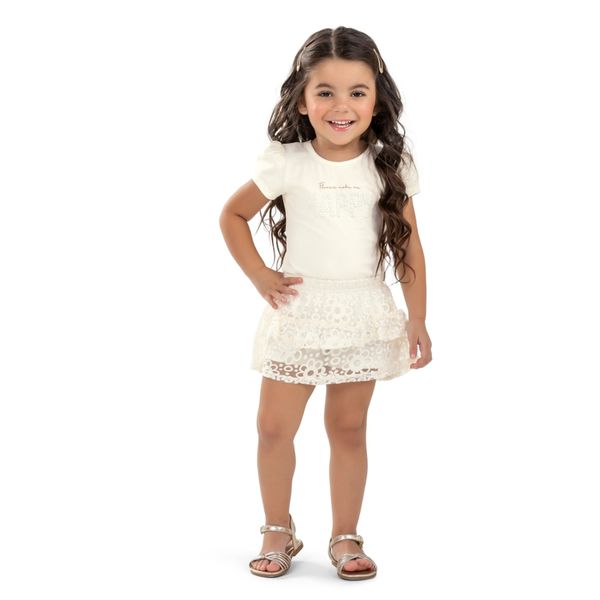 Conjunto Infantil Menina Flores Elian Bege
