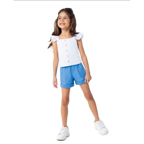 Conjunto Infantil Menina com Regata com Babado Algodão Malwee Kids