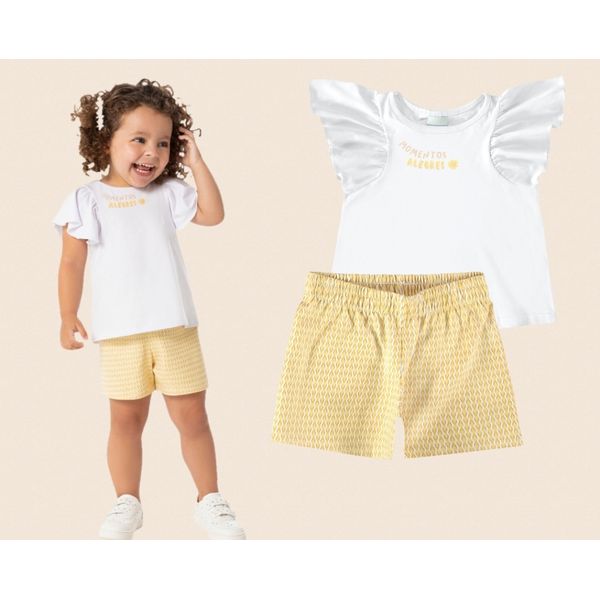 Conjunto Infantil Menina Blusa e Shorts Em Algodão Malwee Kids