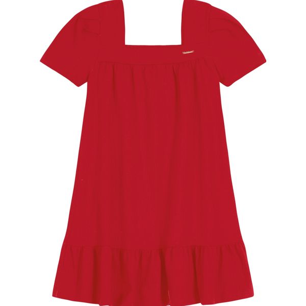 Vestido Menina Decote Quadrado Em Malha Texturizada Carinhoso